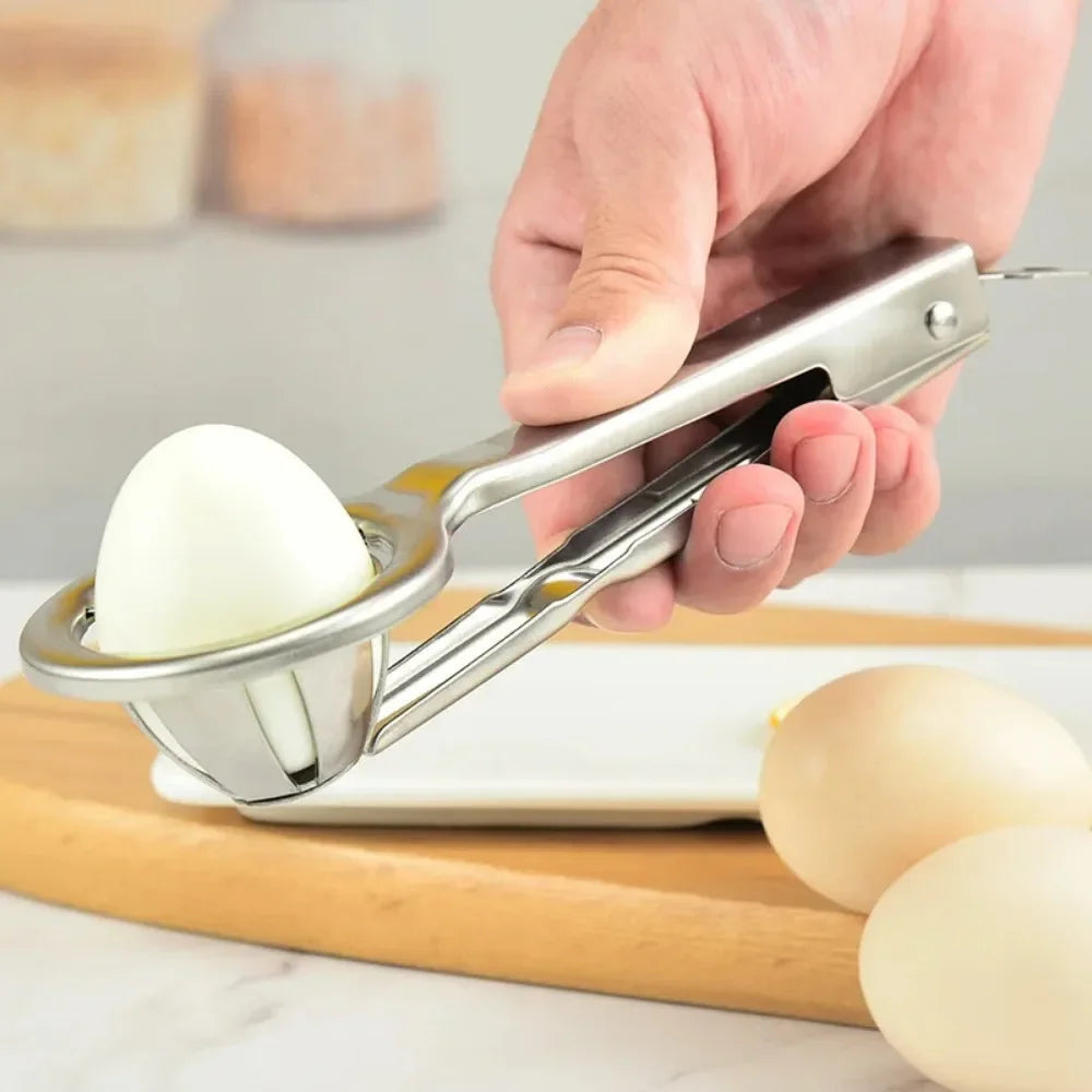 Stainless steel egg cutter – Manual slicer for hard-boiled eggs 