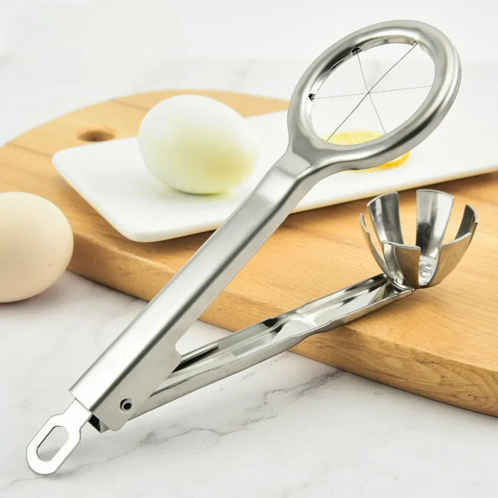 Stainless steel egg cutter – Manual slicer for hard-boiled eggs 