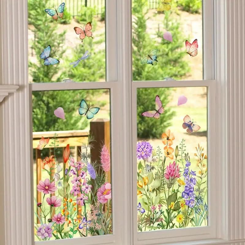 Pegatinas florales adhesivas para ventanas 