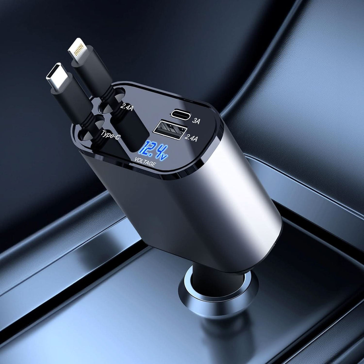 Snellader voor auto met dubbele slimme USB-poort 4-in-1 