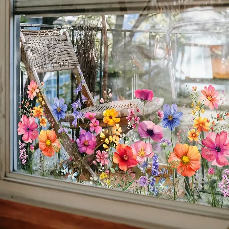 Pegatinas florales adhesivas para ventanas 