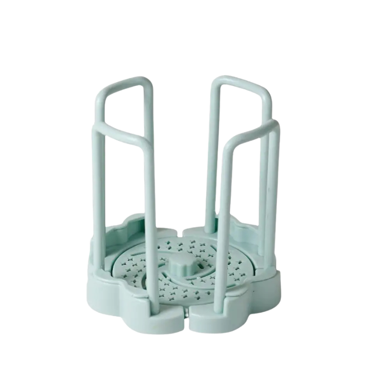 Regulowany stojak ociekowy na starannie ułożone miski 