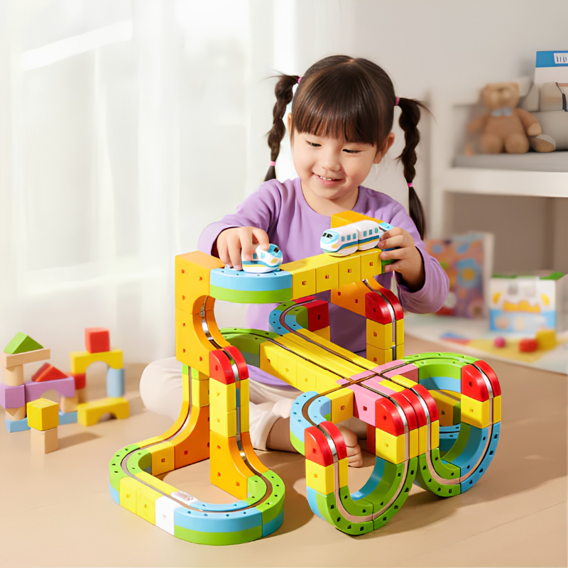 Train circuit 3D rechargeable – construction modulable pour enfants
