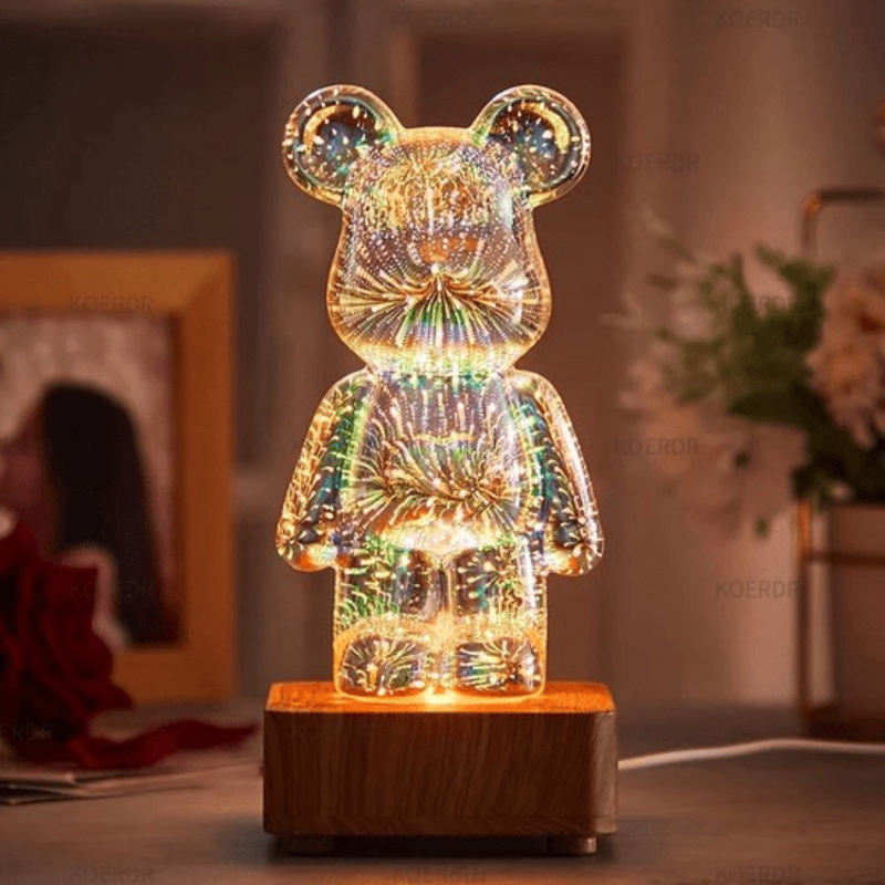 Lâmpada decorativa de urso 3D com luz de fada 