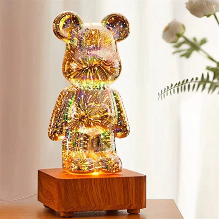 Lâmpada decorativa de urso 3D com luz de fada 