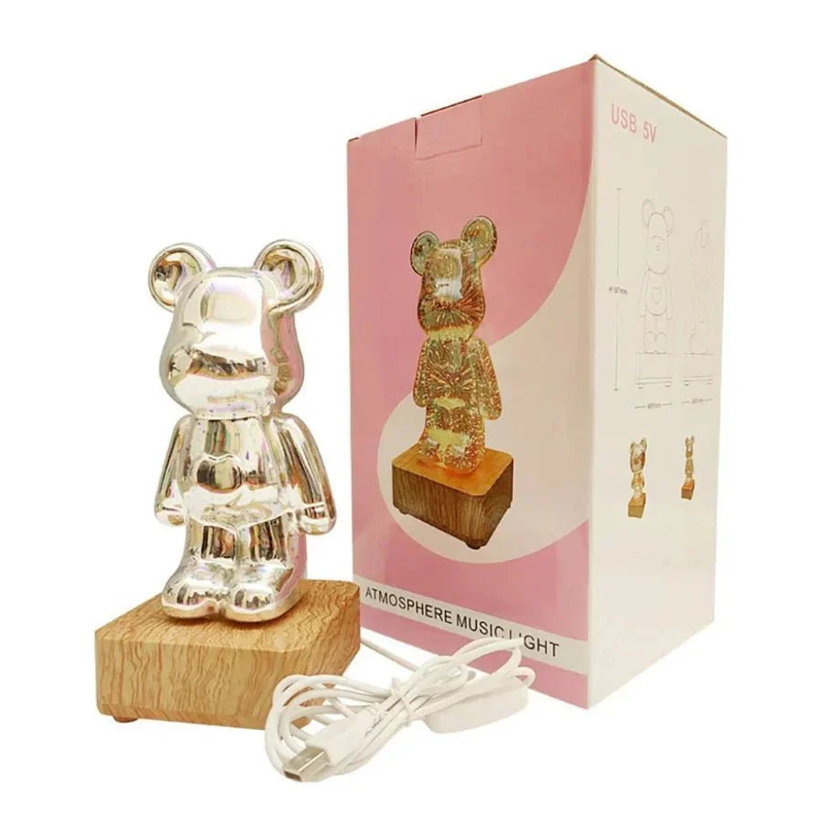 Lâmpada decorativa de urso 3D com luz de fada 