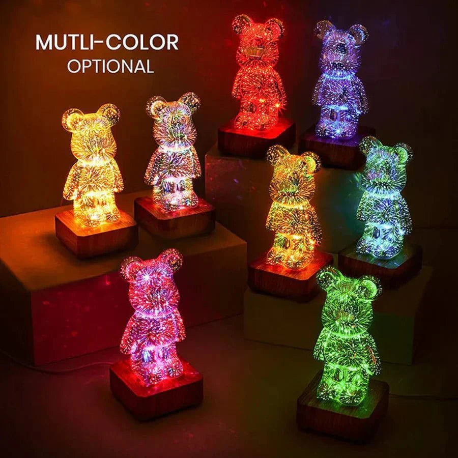 Lâmpada decorativa de urso 3D com luz de fada 
