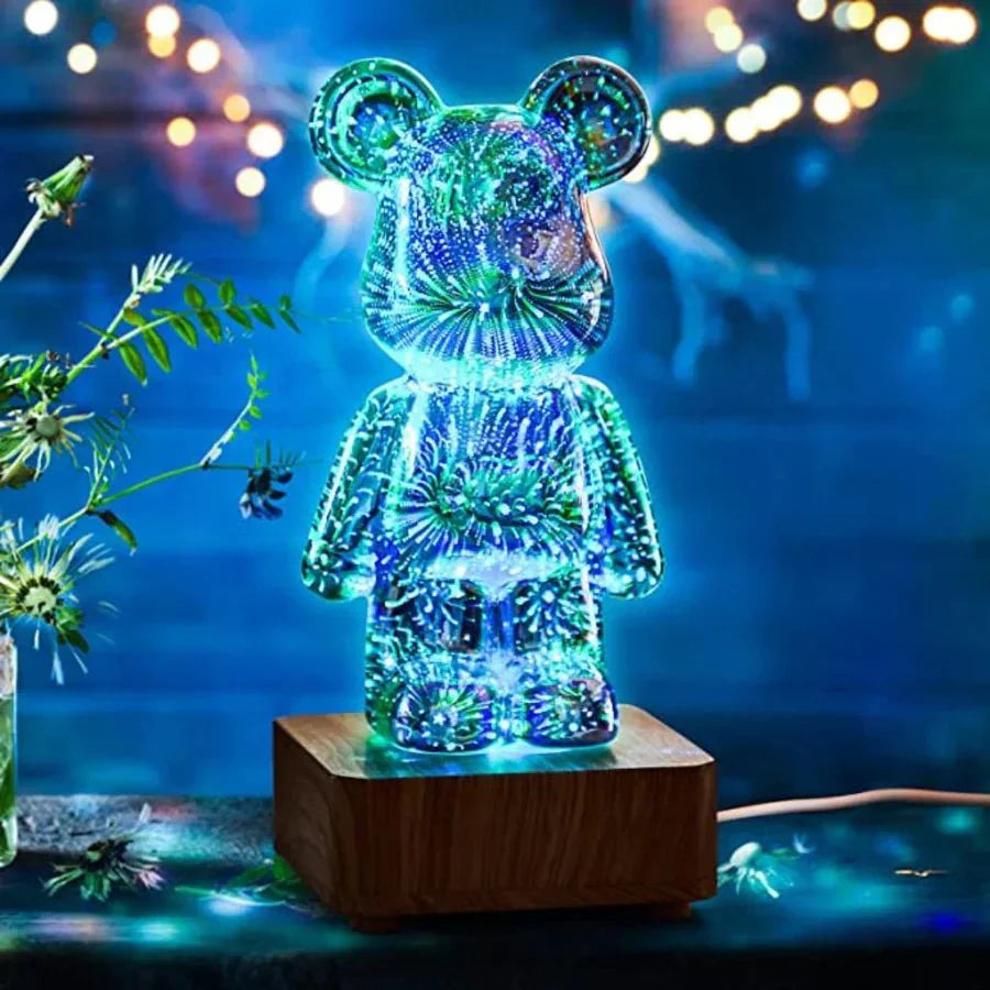 Lâmpada decorativa de urso 3D com luz de fada 